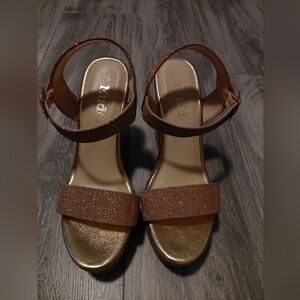 Andre Assous Brown Sandals with Gold Details